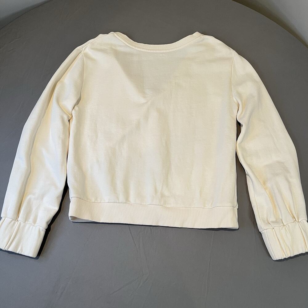 ABLE Tracy Wrap Small Sweatshirt Top in Antique White V Neck Long Sleeve - Picture 5 of 9